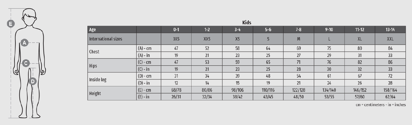 Größentabelle Kids